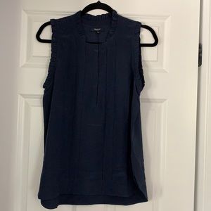 Madewell navy silk sleeveless blouse